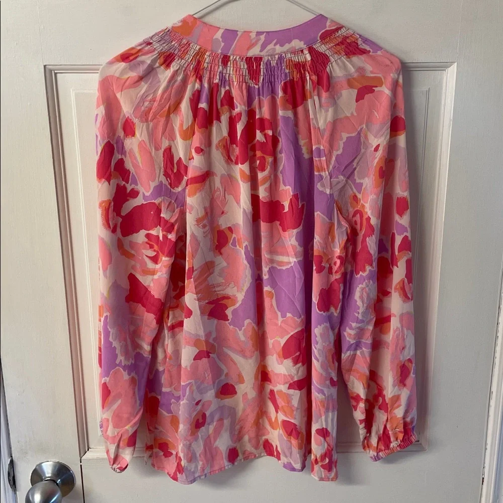 Lilly Pulitzer Elsa Silk Pink Floral Blouse women’s size S - Picture 6 of 13